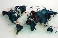 Global network connection on world map. Polygonal structure and dots. 3d rendering Royalty Free Stock Photo