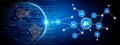 Global Network Connections with Digital Icons Representing Data Flow, Information Sharing and Technological Innovation Royalty Free Stock Photo