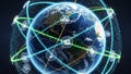 Global Network Connections Illustrating Digital Communication and Data Flow Around Earth Royalty Free Stock Photo