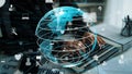 Global Network Connections and Technology Integration With Hands Typing on Laptop Surrounded by Digital Icons and Data Royalty Free Stock Photo