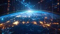 Global Network Connectivity and Digital Data Flow Across the Earth Horizon a High Technology Futuristic Visualization of the Royalty Free Stock Photo