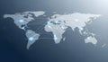 Global Network Connectivity: Digital World Map with Glowing Nodes and Interconnecting Lines Symbolizing International Data Flow, Royalty Free Stock Photo