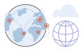 Global Network Connectivity with Iconic Earth and Cloud Elements Royalty Free Stock Photo