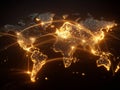 Global Network Connectivity Map with Illuminated Regions and Connected Points Representing Digital Communication Across Continents Royalty Free Stock Photo