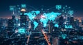 Global Network Connectivity over Smart City Royalty Free Stock Photo