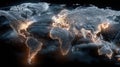 Global network connectivity visualization with illuminated world map and data flow Royalty Free Stock Photo