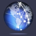 Global Network on Crystal Earth Globe Royalty Free Stock Photo