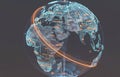 Global Network Digital Earth Globe with Glowing Data Streams and Binary Code Royalty Free Stock Photo