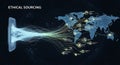 Global network of ethical sourcing and supply chain connections visualized through digital data streams Royalty Free Stock Photo