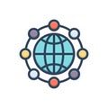 Color illustration icon for Global Network, communication and digitalisation
