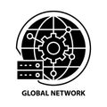 global network icon, black vector sign with editable strokes, concept illustration Royalty Free Stock Photo