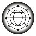 Global network icon. Connected world vector. Technological sphere grid. Royalty Free Stock Photo