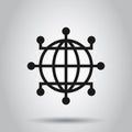 Global network icon in flat style. Cyber world vector illustration on isolated background. Earth business concept Royalty Free Stock Photo