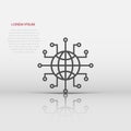 Global network icon in flat style. Cyber world vector illustration on white isolated background. Earth business concept Royalty Free Stock Photo