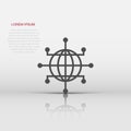 Global network icon in flat style. Cyber world vector illustration on white isolated background. Earth business concept Royalty Free Stock Photo