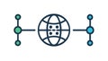 Global network icon interconnected nodes data flow, vector design Generative AI Royalty Free Stock Photo