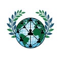 A global network icon with a laurel wreath, symbolizing world connection. vector design Generative AI Royalty Free Stock Photo