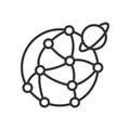 Global network icon in line design. worldwide connection, internet, communication nodes, planet networking on white background Royalty Free Stock Photo