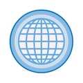 Global Network Icon Sphere Circle Blue Grid Design for Worldwide Communication Royalty Free Stock Photo