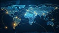 Global Network Illuminated Map, Connected World