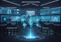 Global network infrastructure showcasing cybersecurity and data connectivity Royalty Free Stock Photo