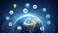 Global network of interconnected devices and services illustrating the concept of the Internet of and smart Royalty Free Stock Photo