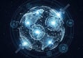 Global network of interconnected digital nodes and futuristic data flow visualization Royalty Free Stock Photo
