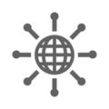 Global network, international distribution, network icon. Gray vector graphics Royalty Free Stock Photo