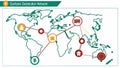 Global network map connecting worldwide points and lines vector design Generative AI Royalty Free Stock Photo