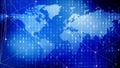 Global network map lines, dots, and binary code exploring cyber security of digital world and combating cyber crime through Royalty Free Stock Photo