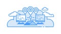 Global Network Map, Location Pinpoints, Data Connectivity, vector design Generative AI Royalty Free Stock Photo