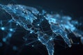 Global network map of world connected by lines and dots in blue Royalty Free Stock Photo