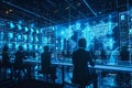Global Network Monitoring System, Professionals Analyze Real-time Data Streams on Interactive Displays, Visualizin