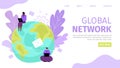 Global network for people connection in internet concept vector illustration. Digital communication technology, connect Royalty Free Stock Photo