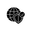 Global network security black glyph icon