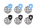 Global Network Security and Data Protection Icon Set Royalty Free Stock Photo