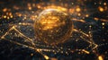 Global network sphere processing interconnected data points Royalty Free Stock Photo