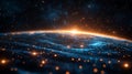Global network sunrise space digital connection Royalty Free Stock Photo