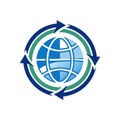 Global Network Symbol with Arrows Circulating Earth in a Circular Pattern Royalty Free Stock Photo