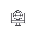 Global network system linear icon concept. Global network system line vector sign, symbol, illustration. Royalty Free Stock Photo