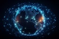 global network,technology line and digital,world shere,technology background by Generative AI Royalty Free Stock Photo