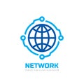 Global network - vector logo design. Technology concept sign. Electronic digital symbol.