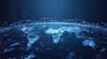 Global Network Visualization with Blue Earth and Connected Data Points Royalty Free Stock Photo