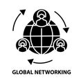 global networking icon, black vector sign with editable strokes, concept illustration Royalty Free Stock Photo