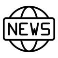 Global news icon, outline style Royalty Free Stock Photo