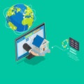 Global Online Banking Service Isometric Concept