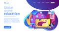 Global online education concept landing page.
