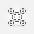 Global Online Meeting or Community line vector icon