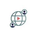 Global, online training, videos, profile color gradient vector icon