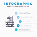 Global Organization, Architecture, Business, Sustainable Line icon with 5 steps presentation infographics Background